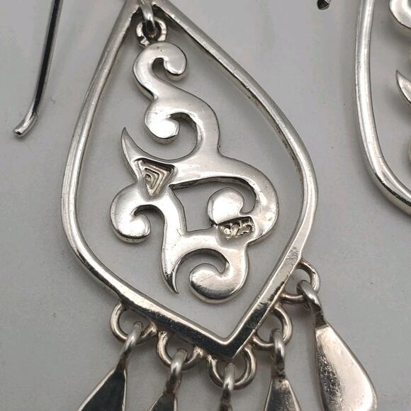 Silpada Sterling Silver 925 Scroll Dangle Earrings Cha Cha Style Fringe W1196 - Picture 5 of 7